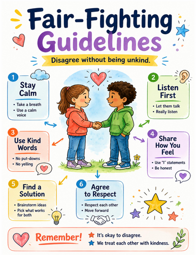 Fair-Fighting Guidelines I Educational Poster I Classroom Decor