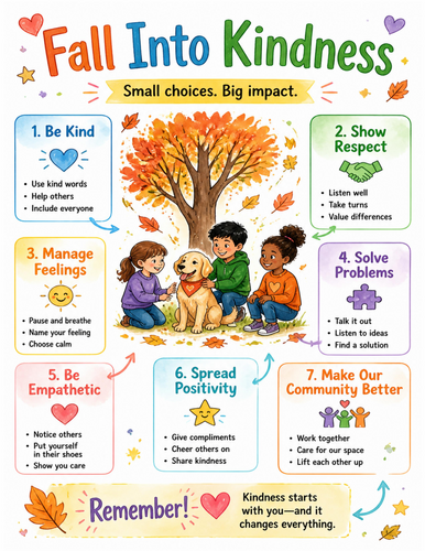 Fall Into Kindness I Educational Poster I Classroom Decor