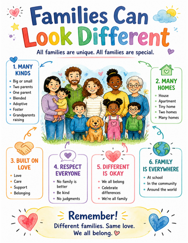 Families Can Look Different I Educational Poster I Classroom Decor