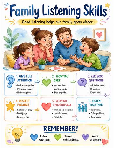 Family Listening Skills I Educational Poster I Classroom Decor