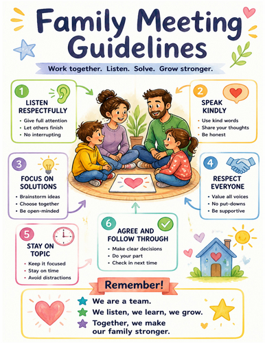 Family Meeting Guidelines I Educational Poster I Classroom Decor