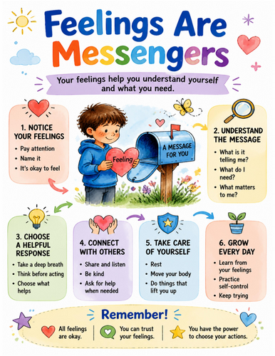 Feelings Are Messengers I Educational Poster I Classroom Decor