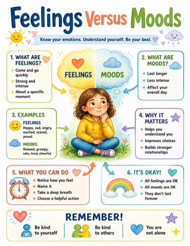 Feelings Versus Moods I Educational Poster I Classroom Decor