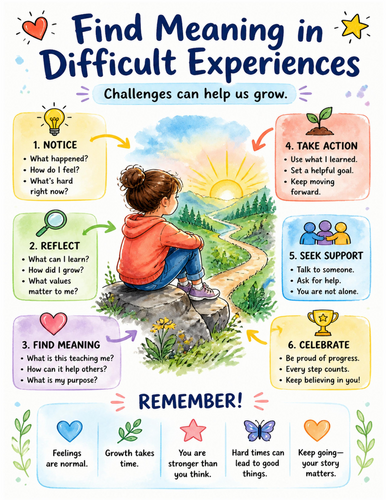 Find Meaning in Difficult Experiences I Educational Poster I Classroom Decor