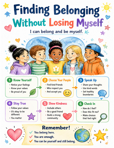 Finding Belonging Without Losing Myself I Educational Poster I Classroom Decor