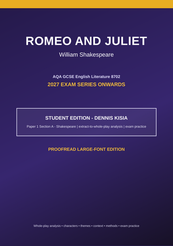 Complete 50-page Romeo and Juliet study guide for the 2027 exam series onwards.