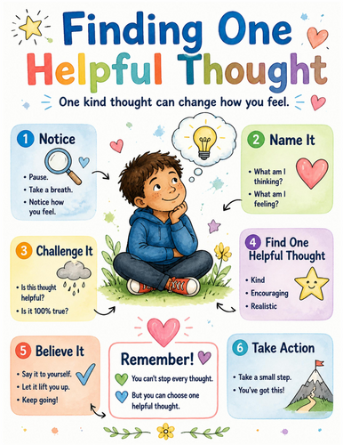 Finding One Helpful Thought I Educational Poster I Classroom Decor