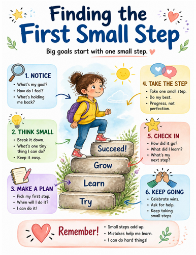 Finding the First Small Step I Educational Poster I Classroom Decor