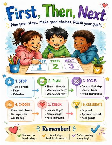 First, Then, Next I Educational Poster I Classroom Decor
