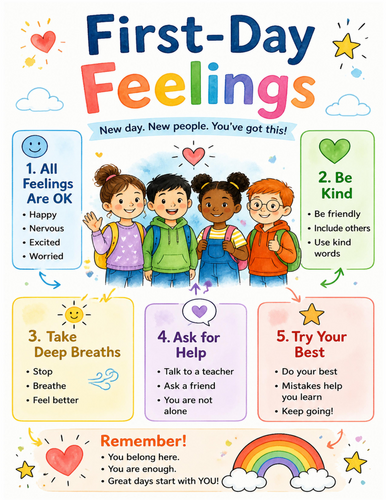 First-Day Feelings I Educational Poster I Classroom Decor