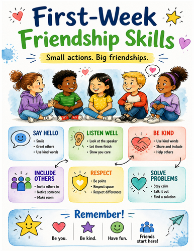 First-Week Friendship Skills I Educational Poster I Classroom Decor