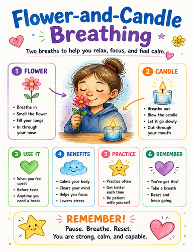 Flower-and-Candle Breathing I Educational Poster I Classroom Decor
