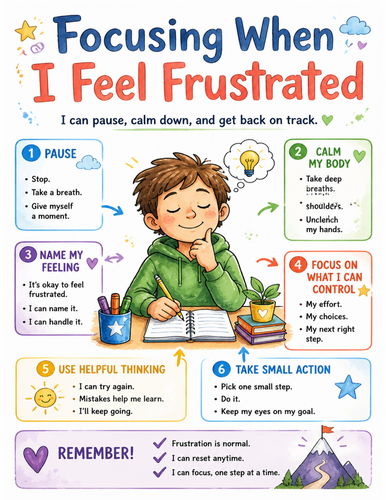 Focusing When I Feel Frustrated I Educational Poster I Classroom Decor