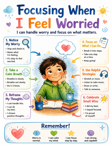 Focusing When I Feel Worried I Educational Poster I Classroom Decor
