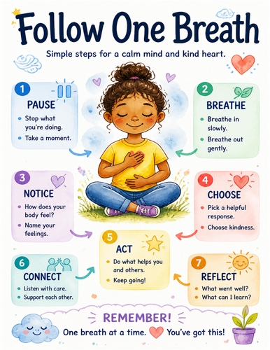 Follow One Breath I Educational Poster I Classroom Decor