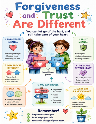 Forgiveness and Trust Are Different I Educational Poster I Classroom Decor