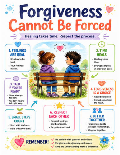 Forgiveness Cannot Be Forced I Educational Poster I Classroom Decor