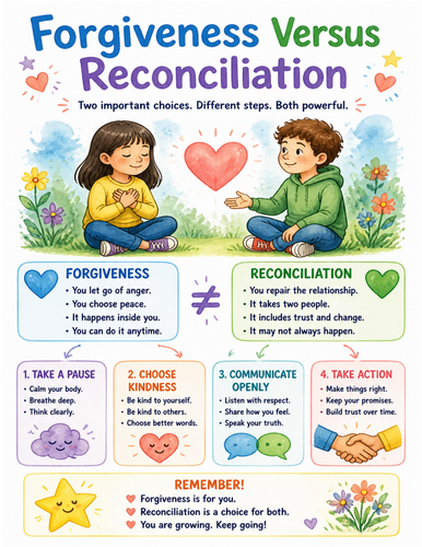 Forgiveness Versus Reconciliation I Educational Poster I Classroom Decor