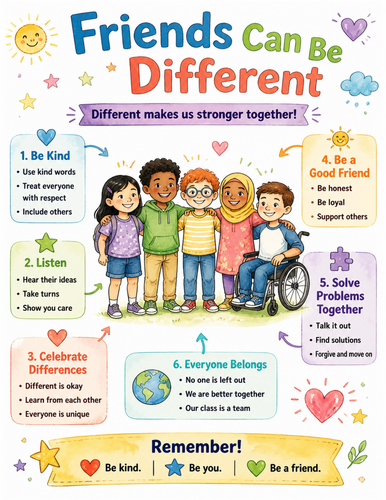 Friends Can Be Different I Educational Poster I Classroom Decor