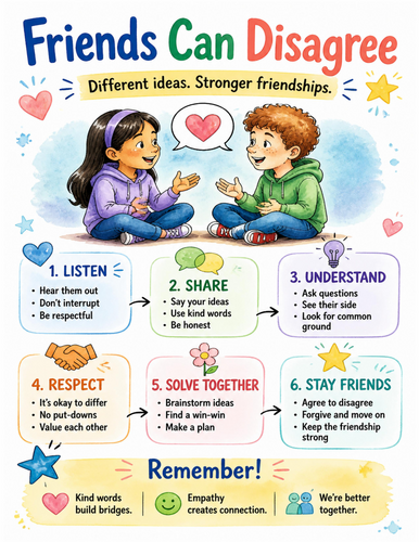 Friends Can Disagree I Educational Poster I Classroom Decor