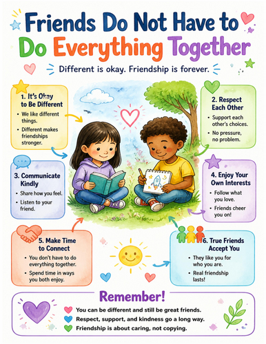 Friends Do Not Have to Do Everything Together I Educational Poster I Classroom Decor