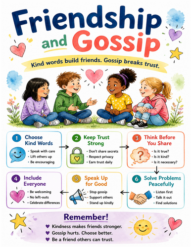 Friendship and Gossip I Educational Poster I Classroom Decor