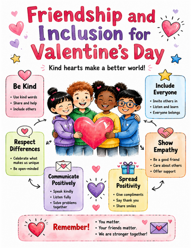 Friendship and Inclusion for Valentine’s Day I Educational Poster I Classroom Decor