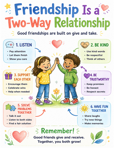 Friendship Is a Two-Way Relationship I Educational Poster I Classroom Decor