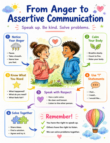 From Anger to Assertive Communication I Educational Poster I Classroom Decor