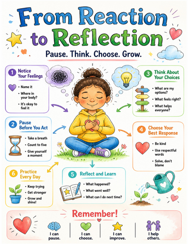 From Reaction to Reflection I Educational Poster I Classroom Decor