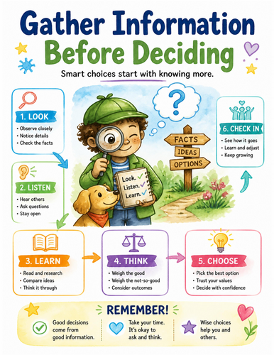 Gather Information Before Deciding I Educational Poster I Classroom Decor