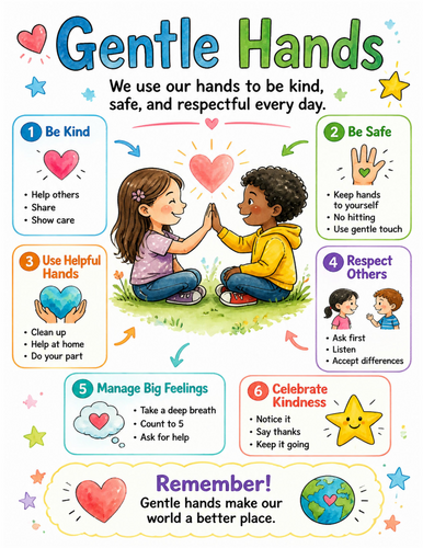 Gentle Hands I Educational Poster I Classroom Decor