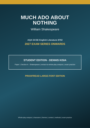 Complete 50-page Much Ado About Nothing study guide for the 2027 exam series onwards