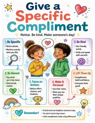 Give a Specific Compliment I Educational Poster I Classroom Decor