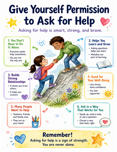 Give Yourself Permission to Ask for Help I Educational Poster I Classroom Decor