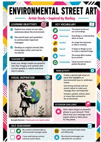 Banksy Environmental Street Art Worksheet | Eco Art & Social Message | KS3