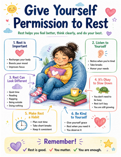 Give Yourself Permission to Rest I Educational Poster I Classroom Decor