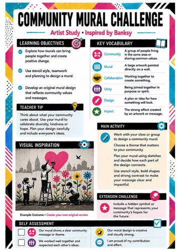Banksy Community Mural Challenge Worksheet | Collaborative Street Art | KS3 Art