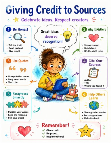 Giving Credit to Sources I Educational Poster I Classroom Decor