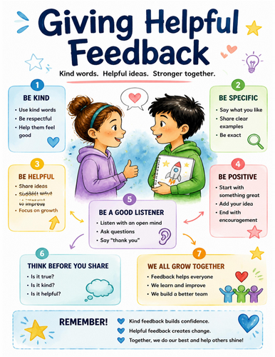 Giving Helpful Feedback I Educational Poster I Classroom Decor