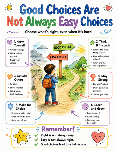 Good Choices Are Not Always Easy Choices I Educational Poster I Classroom Decor