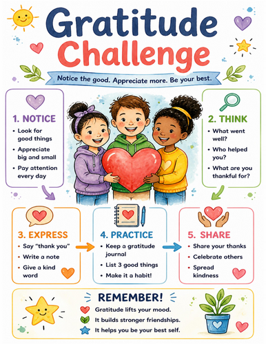 Gratitude Challenge I Educational Poster I Classroom Decor
