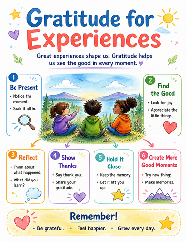 Gratitude for Experiences I Educational Poster I Classroom Decor