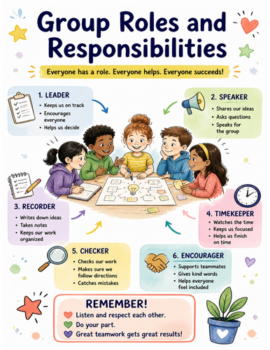 Group Roles and Responsibilities I Educational Poster I Classroom Decor