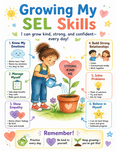 Growing My SEL Skills I Educational Poster I Classroom Decor
