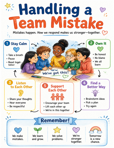 Handling a Team Mistake I Educational Poster I Classroom Decor