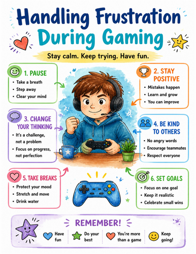 Handling Frustration During Gaming I Educational Poster I Classroom Decor