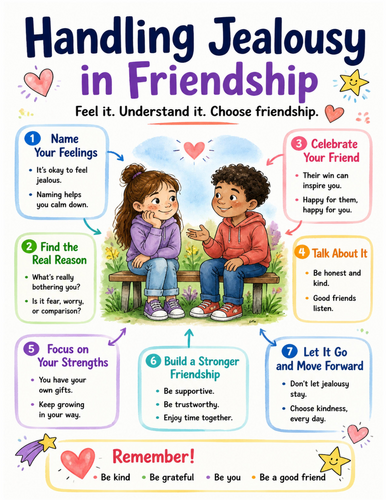 Handling Jealousy in Friendship I Educational Poster I Classroom Decor