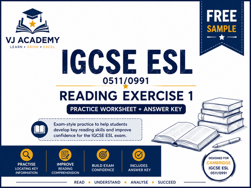 IGCSE ESL 0511/0991 – Reading Exercise 1 | FREE Practice Worksheet + Answers