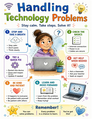 Handling Technology Problems I Educational Poster I Classroom Decor